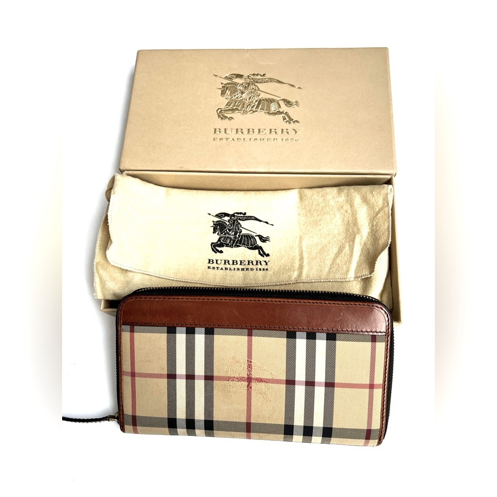 BURBERRY  Horseferry Check Zip Around Wallet Brown - Picture 2 of 16